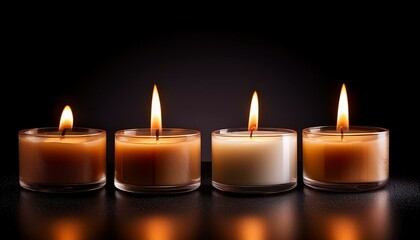 burning candles on black background