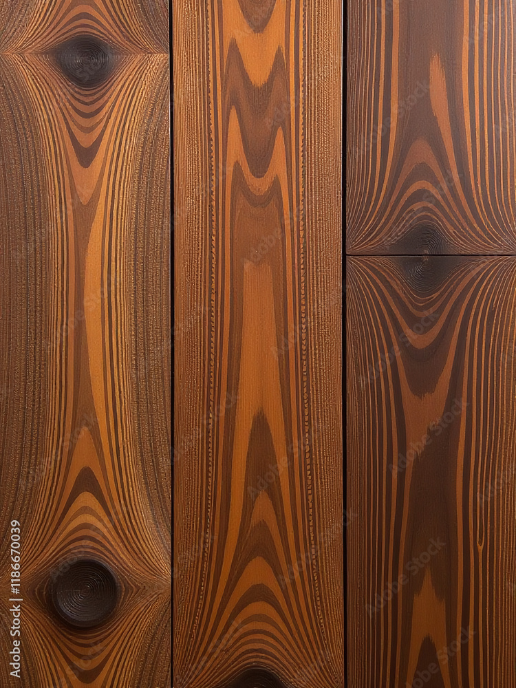 Aufkleber Exotic Wood Panel Texture Features A Distinctive Tiger Tree Pattern With Unique Characteristics And Aesthetic Appeal Every Time. 00002
