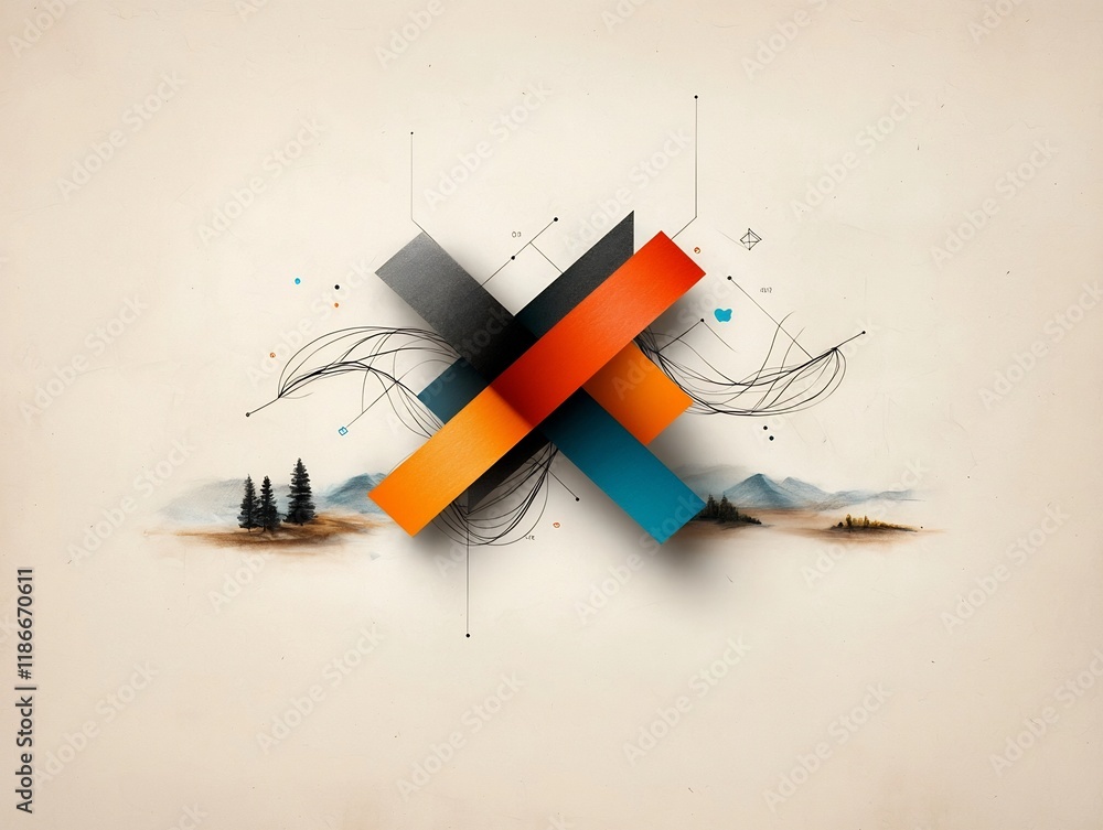Poster hand sketched abstract symbols and ornate intricate line drawings representing the collaborative glo