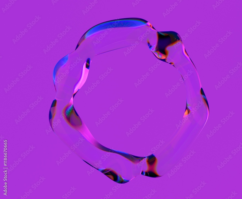 Aufkleber glass ring with holographic light aberrations. bold bright 3d illustration in a futuristic surrealis