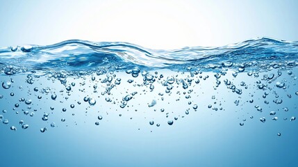 Blue water with air bubbles rising to the surface.