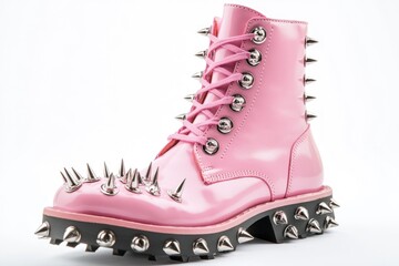 A pair of pink boots with spikes