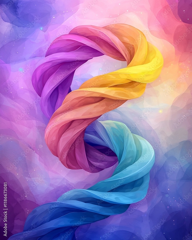 Poster mesmerizing iridescent contours in captivating kaleidoscopic digital with undulating biomorphic form