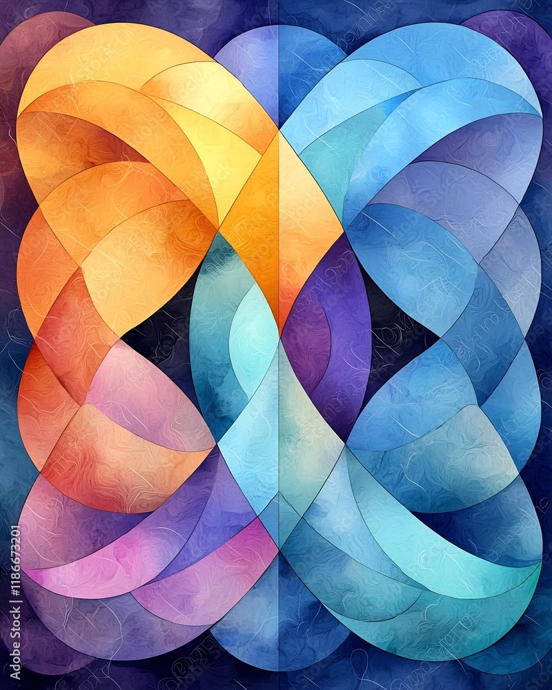 Poster mesmerizing iridescent contours in a captivating kaleidoscopic design with undulating biomorphic for