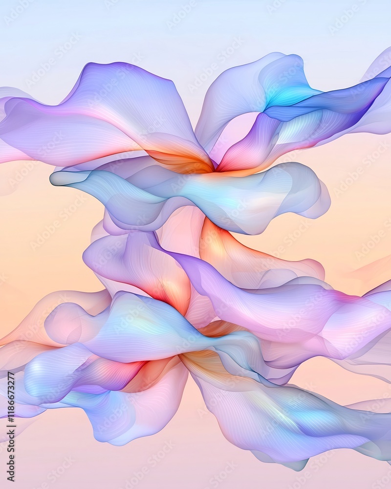 Poster mesmerizing abstract art featuring winding iridescent contours in a captivating kaleidoscopic design