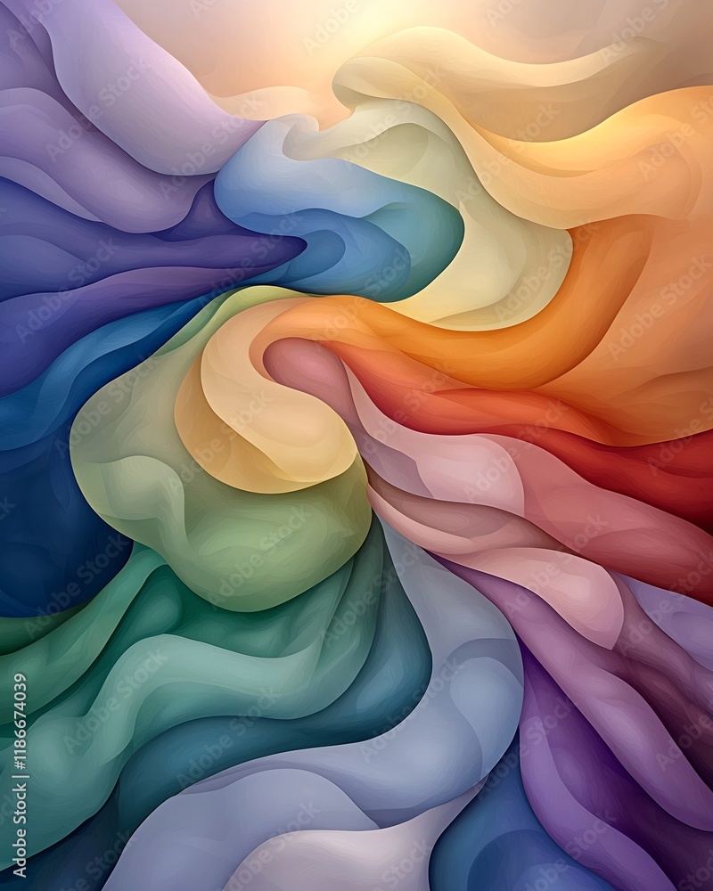 Poster mesmerizing iridescent contours in a dynamic kaleidoscopic design with rhythmic fractal structures d