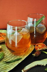 Close up Glass of Dried Bael Fruit Tea