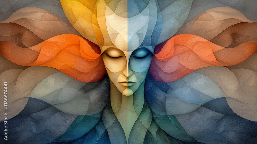 Poster mesmerizing iridescent contours in a captivating kaleidoscopic design flowing seamlessly blended pat