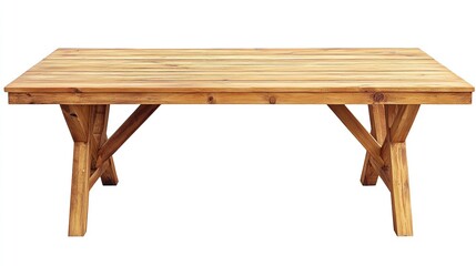 Rustic wooden table isolated on white background.