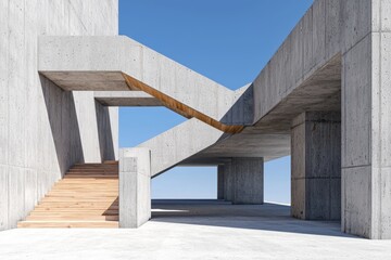 Urban Construction Project Featuring Modern Concrete and Wooden Staircase Design