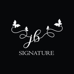 JB Handwritten initial letter, JB simple signature vector logo with butterfly shape variation, beauty, photography letter logo design. J B © md.mahamud hassan