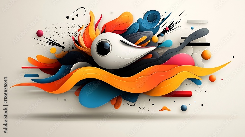 Aufkleber whimsical and dynamic digital depicting a collaborative diverse and interconnected global community 
