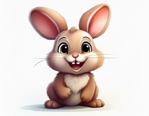 Happy bunny cartoon isolated on white background. Generated image
