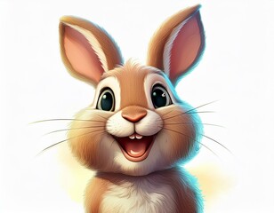 Happy bunny cartoon isolated on white background. Generated image