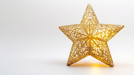 Fototapeta premium Illuminated Gold Wire Star Ornament Festive Christmas Decoration Holiday Season