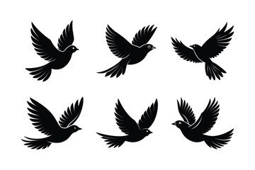 A set of bird-in-flight silhouette vector illustration