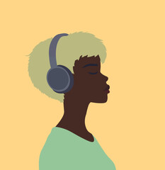 afro person listening to music