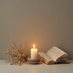 Tranquil Still Life with a Burning Candle