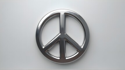 Metallic Peace Symbol Minimalist Grey Background Design