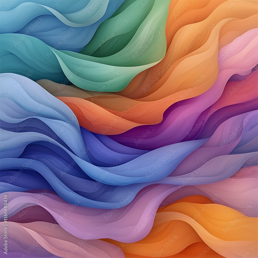 Poster captivating abstract background with vibrant undulating iridescent shapes in a mesmerizing kaleidosc