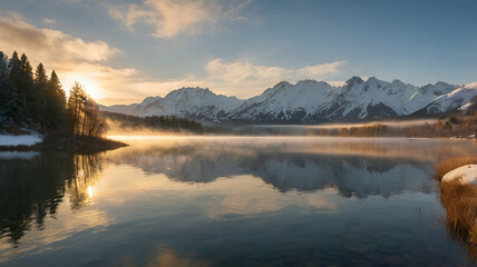 sunrise over the lake