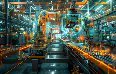 Obraz premium Advanced robotic arm in a modern automated manufacturing facility