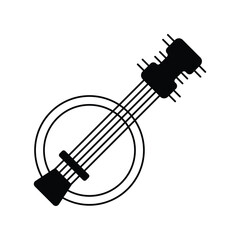 Banjo glyph icon with white background vector stock illustration