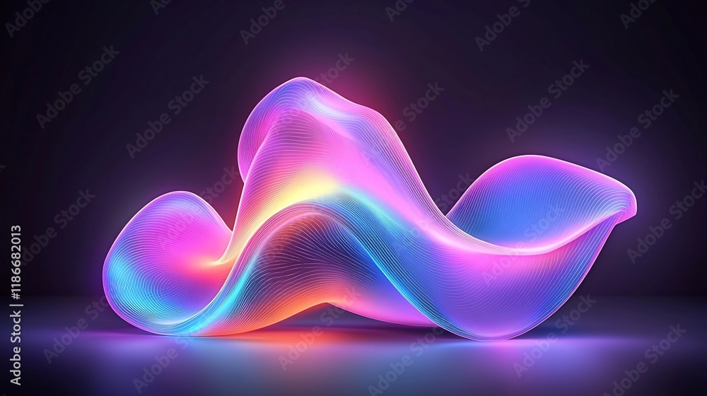 Poster mesmerizing holographic iridescent curves and swirls in a vivid dreamlike digital art background the