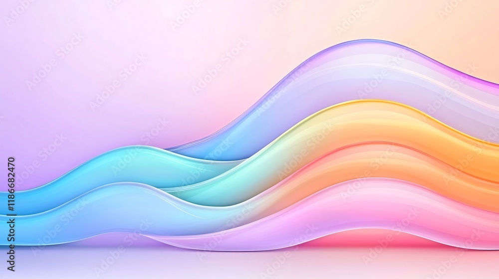 Poster mesmerizing abstract design featuring wavy iridescent shapes in a harmonious monochromatic palette c