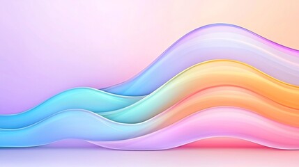 Obraz premium Mesmerizing abstract design featuring wavy iridescent shapes in a harmonious monochromatic palette creating a serene and calming backdrop with a minimalist geometric composition The ethereal