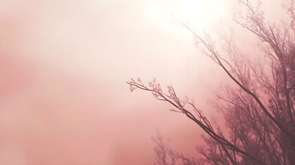 Obraz premium Soft Pink Blossom Branches Against a Light Background
