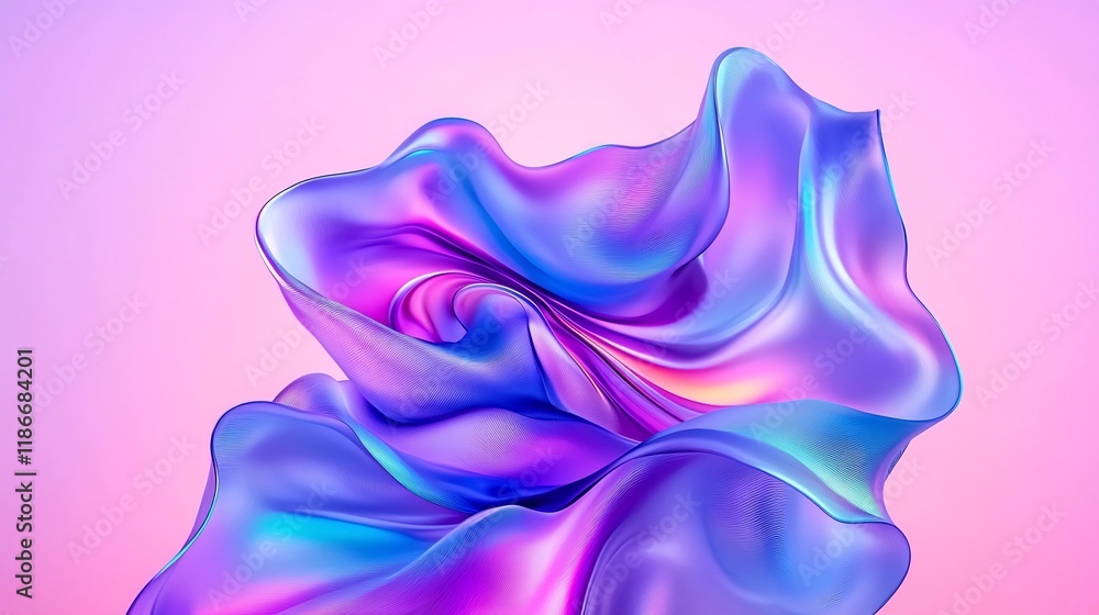 Poster captivating abstract background with dynamic iridescent shapes in cool palette surreal and mesmerizi
