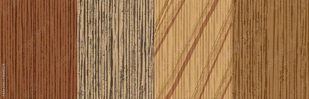 Poster Exotic 4 Wood Panels Feature A Distinctive Textured Pattern With Unique Variations In Color And Grain Effect On Each Board. 00003
