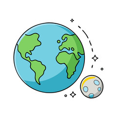 earth and moon vector icon, earth day vector illustration - simple illustration of earth and moon perfect for logos, and earth day-themed designs.