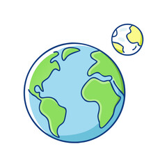 earth and moon vector icon, earth day vector illustration - simple illustration of earth and moon perfect for logos, and earth day-themed designs.