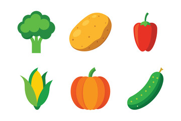 Set of vegetables colorful vector illustration