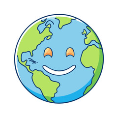 earth with a smile vector icon, earth day vector illustration - simple illustration of earth with a smile perfect for logos, and earth day-themed designs.