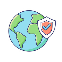 earth with shield vector icon, earth day vector illustration - simple illustration of earth with shield perfect for logos, and earth day-themed designs.