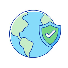 earth with shield vector icon, earth day vector illustration - simple illustration of earth with shield perfect for logos, and earth day-themed designs.