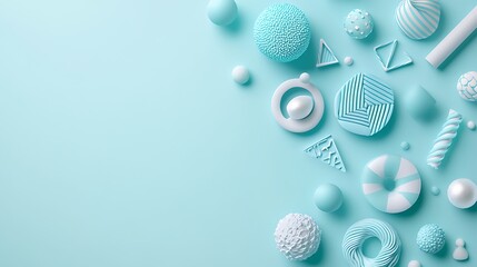 Fototapeta premium Abstract Pastel Blue and White Geometric Shapes