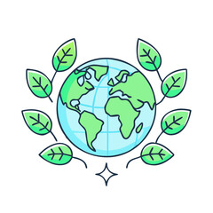 globe with leaves vector icon, earth day vector illustration - simple illustration of globe with leaves perfect for logos, and earth day-themed designs.