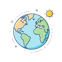 Naklejka premium planet earth in sunrise vector icon, earth day vector illustration - simple illustration of planet earth in sunrise perfect for logos, and earth day-themed designs.