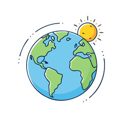 planet earth in sunrise vector icon, earth day vector illustration - simple illustration of planet earth in sunrise perfect for logos, and earth day-themed designs.