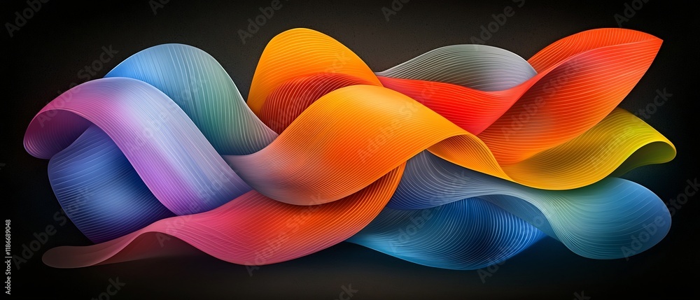 Poster mesmerizing abstract background design featuring shimmering iridescent ribbons in a captivating disp