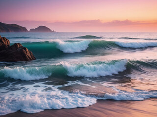 Fototapeta premium The feeling of serenity with soft colors and gentle waves AI