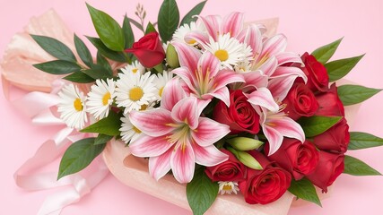 bouquet of pink roses isolated 
