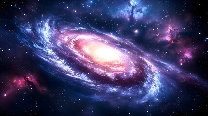 Mysterious Galaxy with Stars and Nebulae in Infinite Space