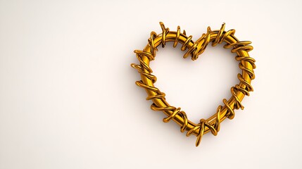 Obraz premium Minimalist Golden Heart Symbol on Clean White Background