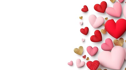 Modern White Background with Colorful Valentine Hearts Design