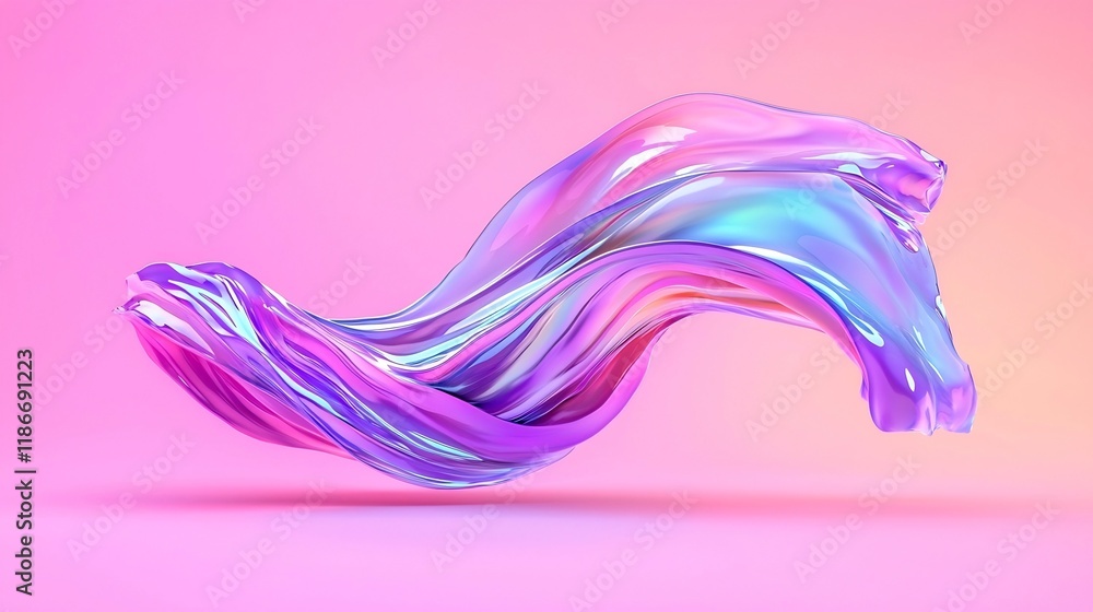 Poster captivating abstract background design featuring sweeping wavy iridescent shapes in a dreamy palette